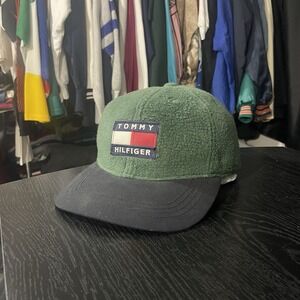 Vintage 90s Tommy‎ Hilfiger Green Fleece Strap Back Hat